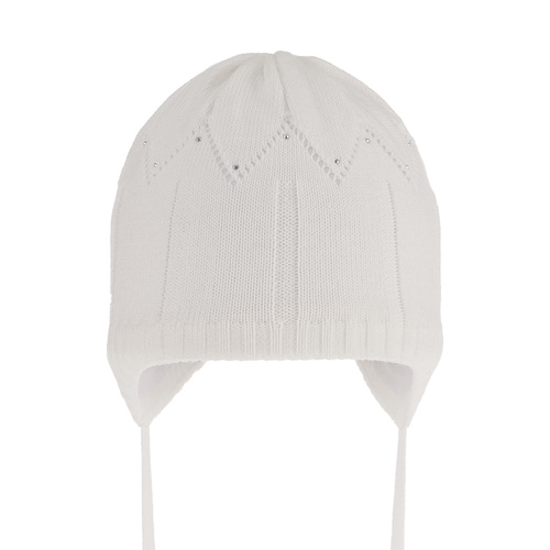 Bonnet automne/printemps fille, blanc, avec liens, Mercja