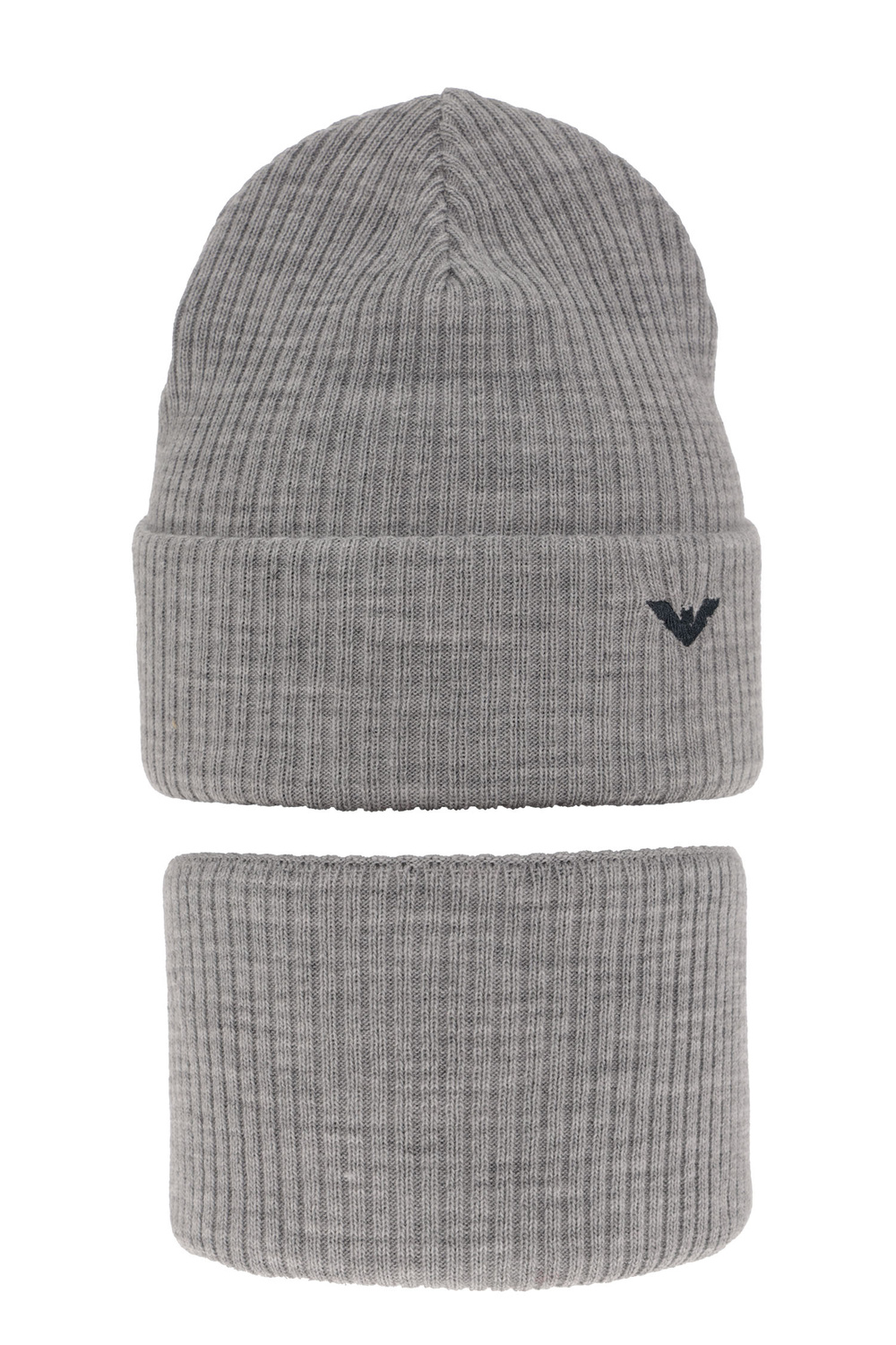 Ensemble d'hiver garçon: bonnet et snood, gris clair, Romeo