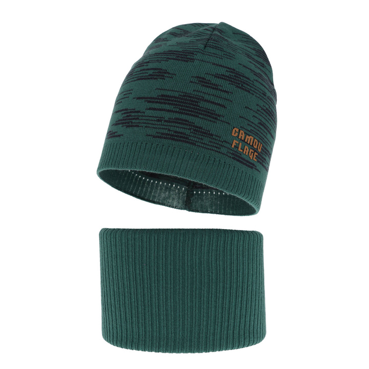 Ensemble automne/printemps garçon: bonnet et snood, avec coton, vert émeraude, Carter