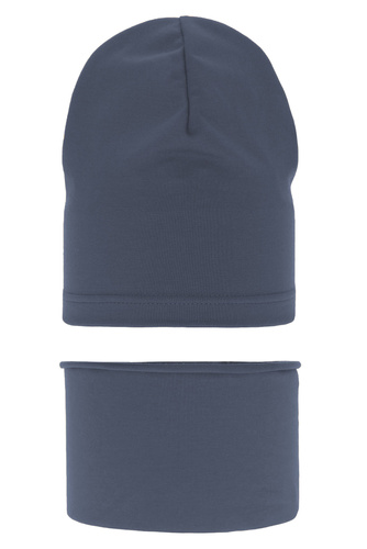 Ensemble automne/printemps garçon: bonnet et snood, gris, coton, Hazel