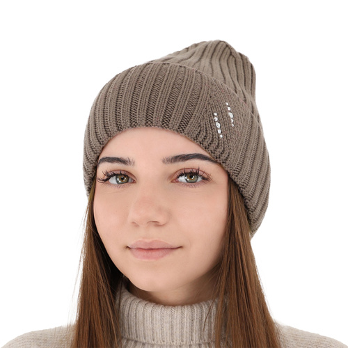 Bonnet d'hiver femme, rose, avec laine mérinos, Ariga