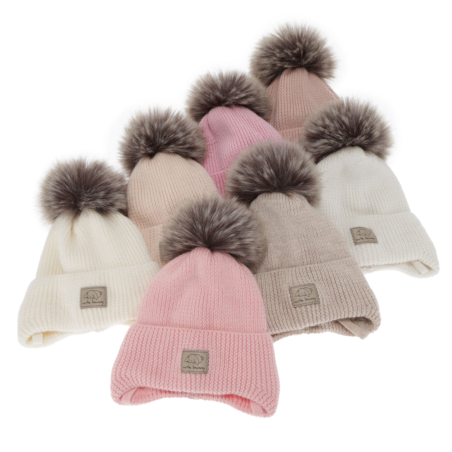 Bonnet d'hiver fille, beige, avec liens, 100% Laine Mérinos, Jena