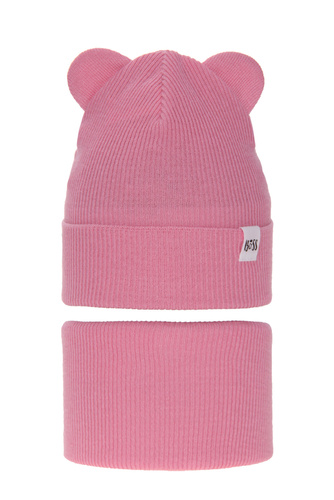 Ensemble automne/printemps fille: bonnet et snood, avec coton, rose, Kajra