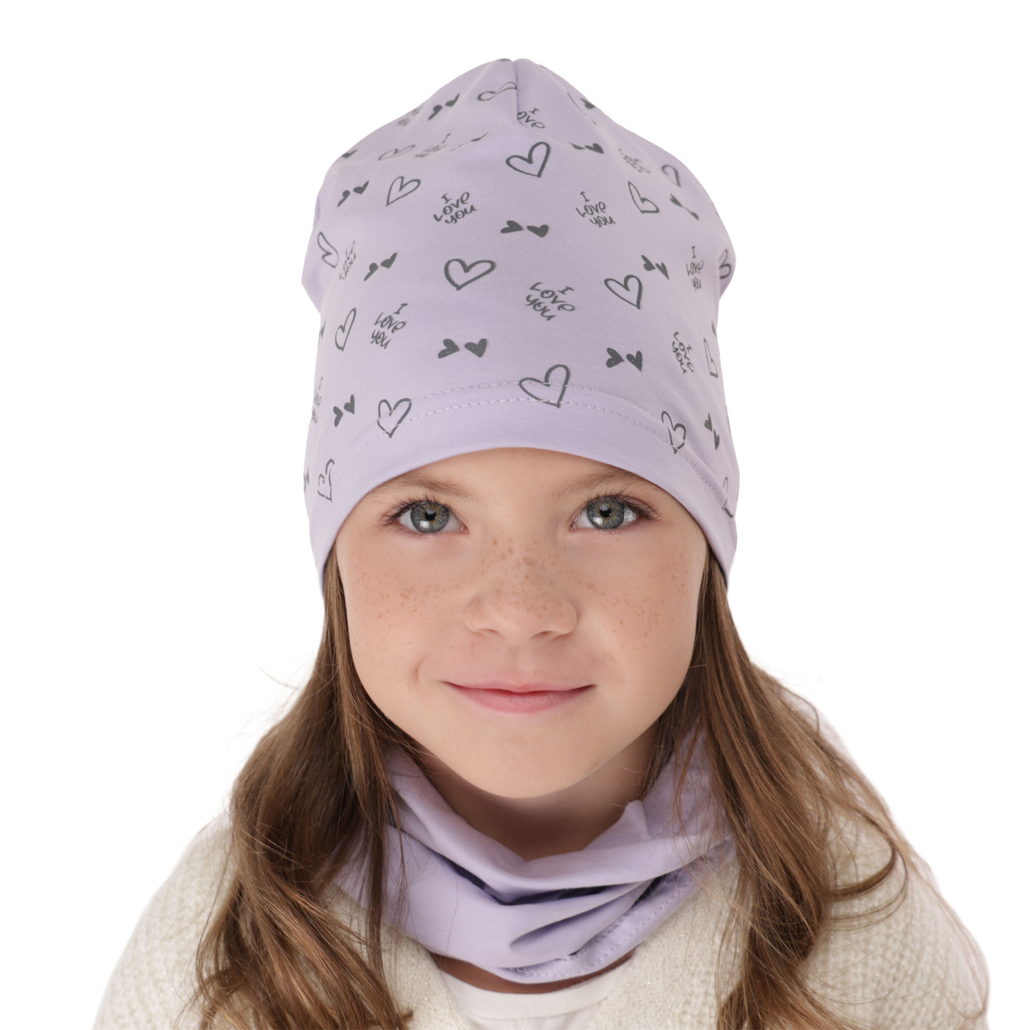 Ensemble automne/printemps fille: bonnet et snood, vert menthe, en coton, Lovena
