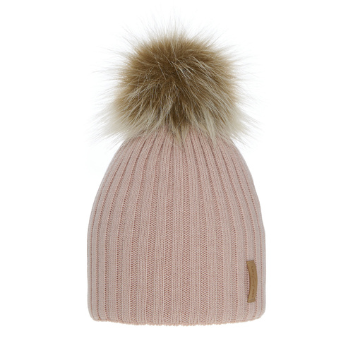 Bonnet d'hiver fille, rose, avec pompon, Werbena
