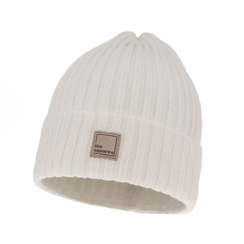 Bonnet d'hiver femme, blanche, avec laine mérinos, Benedetta