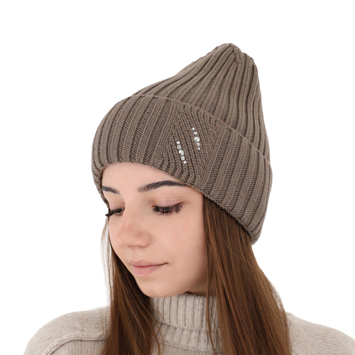Bonnet d'hiver femme, rose, avec laine mérinos, Ariga