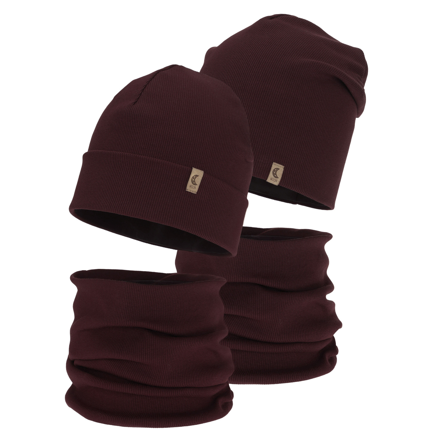 Ensemble automne/printemps fille: bonnet et snood, coton, bordeaux, Bravura