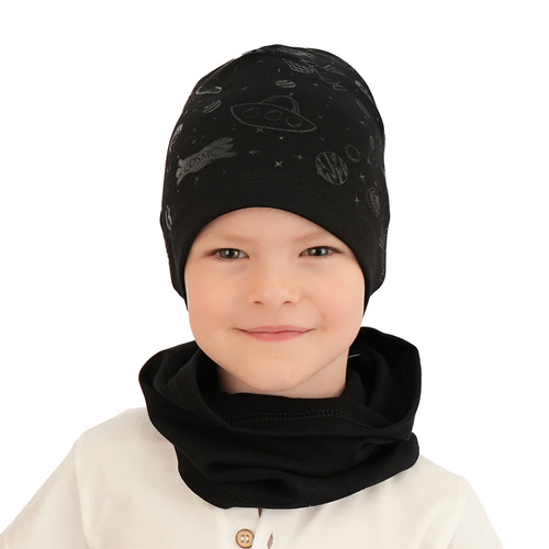 Ensemble automne/printemps garçon: bonnet et snood, gris, coton, Kosmos