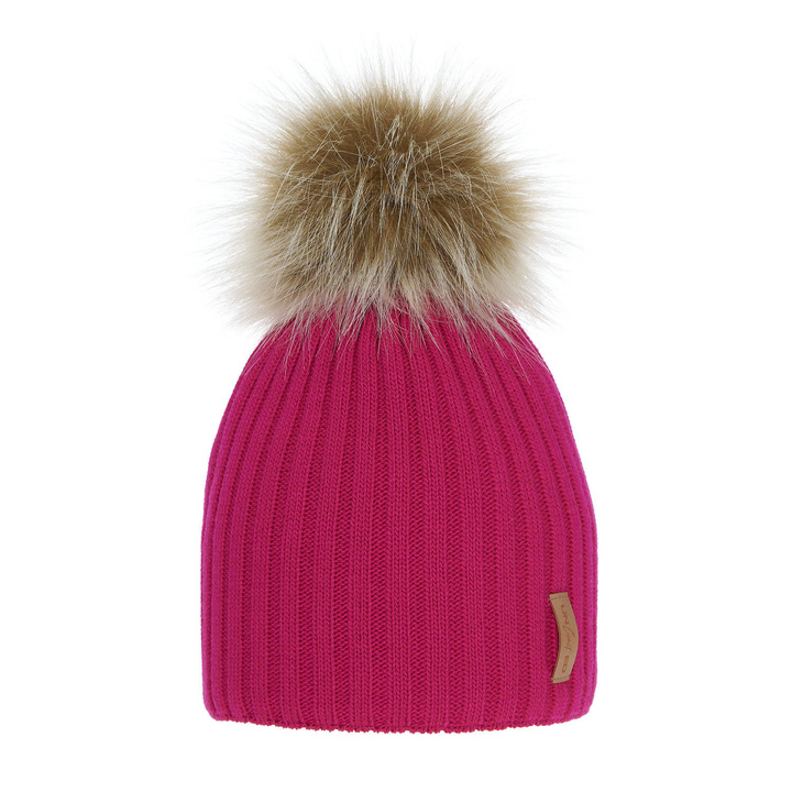 Bonnet d'hiver fille, rose, avec pompon, Werbena