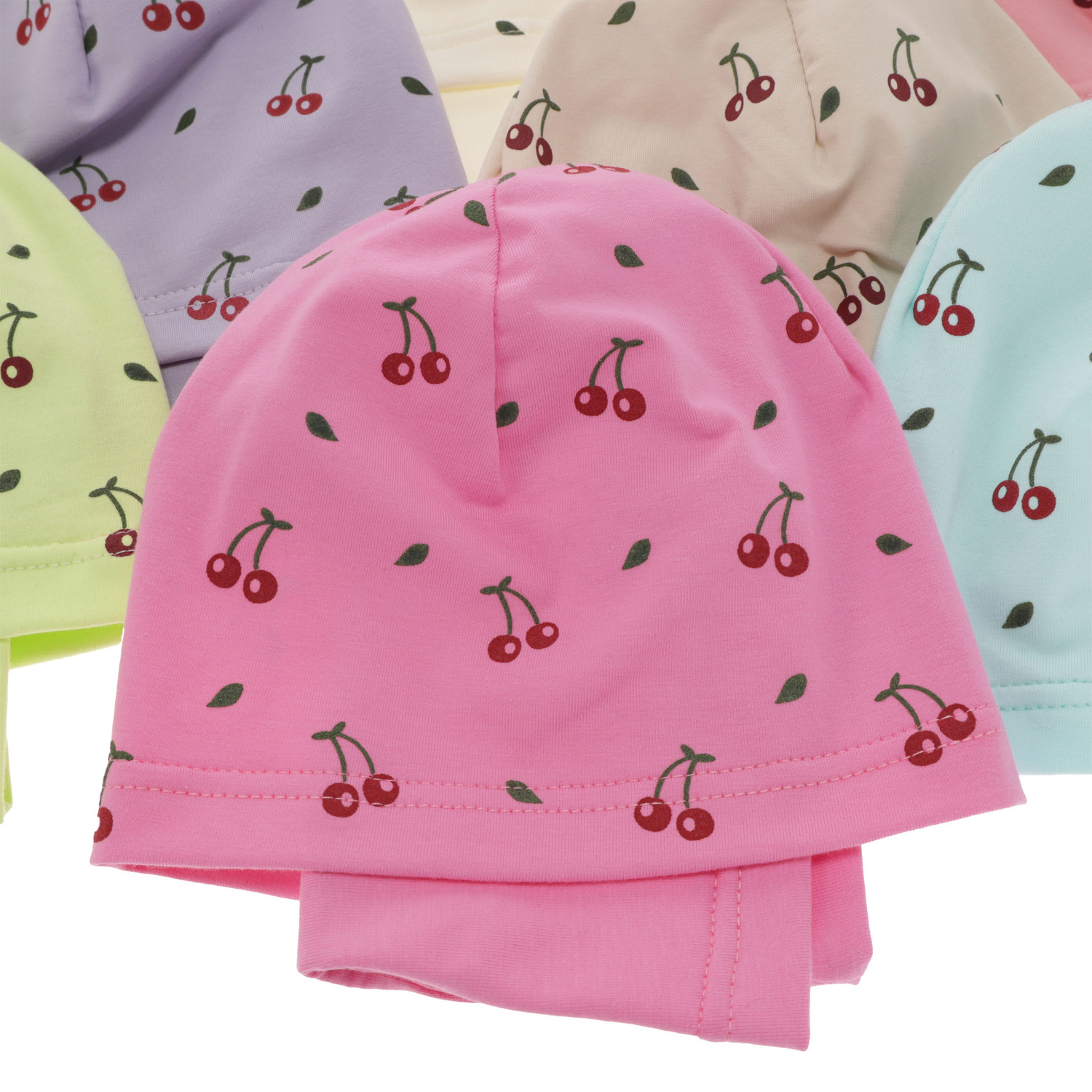 Ensemble automne/printemps fille: bonnet et snood, beige, en coton, Cerise