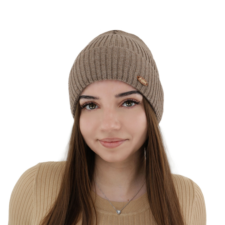 Bonnet d'hiver pour femme, marron, avec laine mérinos Shila