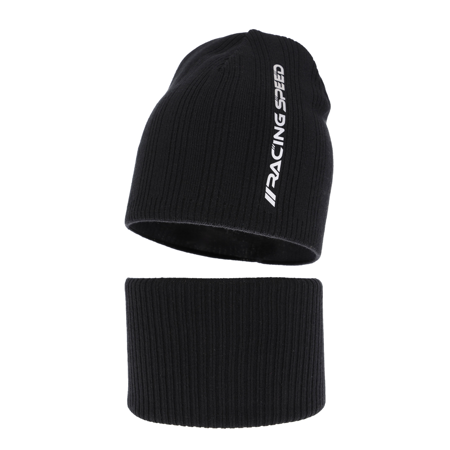 Ensemble automne/printemps garçon: bonnet et snood, avec coton, noir, Kolorado