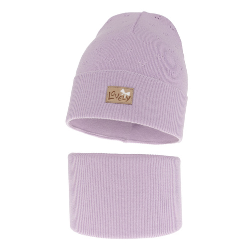 Ensemble automne/printemps fille: bonnet et snood, avec coton, violet, Alisa