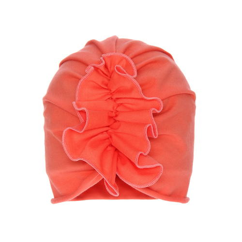 Bonnet automne/printemps fille, corail, avec ornements froncés, Werka