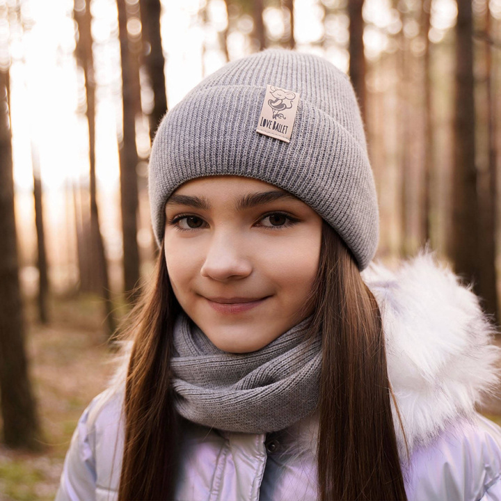 Ensemble d'hiver fille: bonnet et snood, gris, Sana