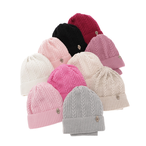 Ensemble d'hiver fille: bonnet et snood, rose, avec laine mérinos, Jenny