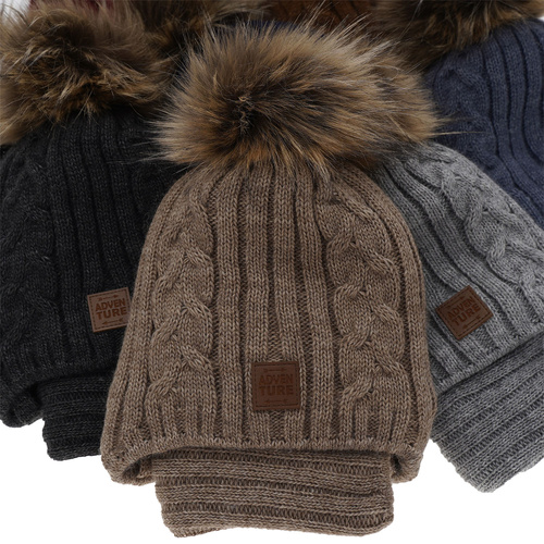 Ensemble d'hiver garçon: bonnet et snood, gris, avec pompon, avec liens, Casper