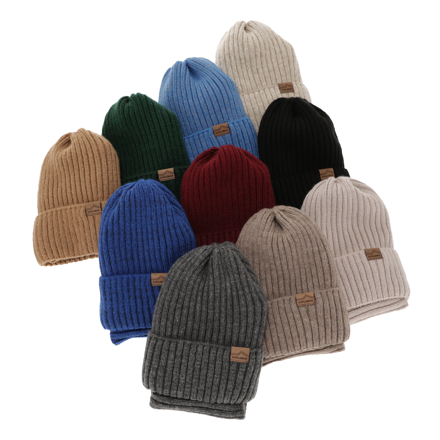 Ensemble d'hiver garçon: bonnet et snood, camel, avec laine mérinos, Karmin
