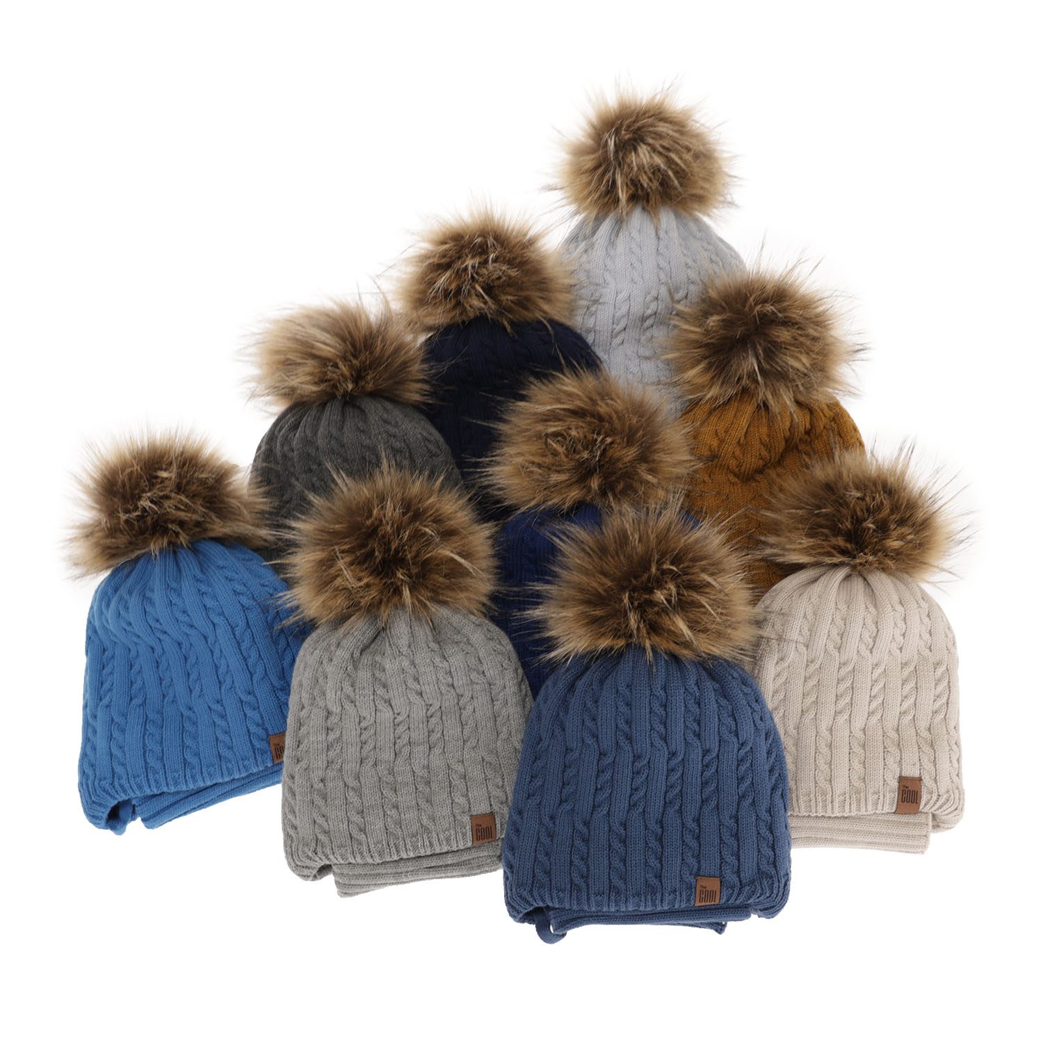 Ensemble d'hiver garçon: bonnet et snood, bleu clair, avec pompon, avec liens, Indigo