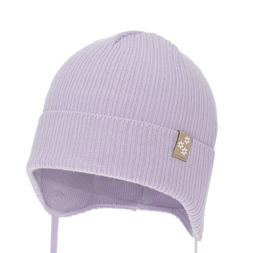 Bonnet automne/printemps fille, violet, avec liens, 100% coton, Lunara