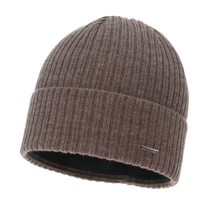 Bonnet d'hiver homme, beige, avec laine mérinos, Baltor