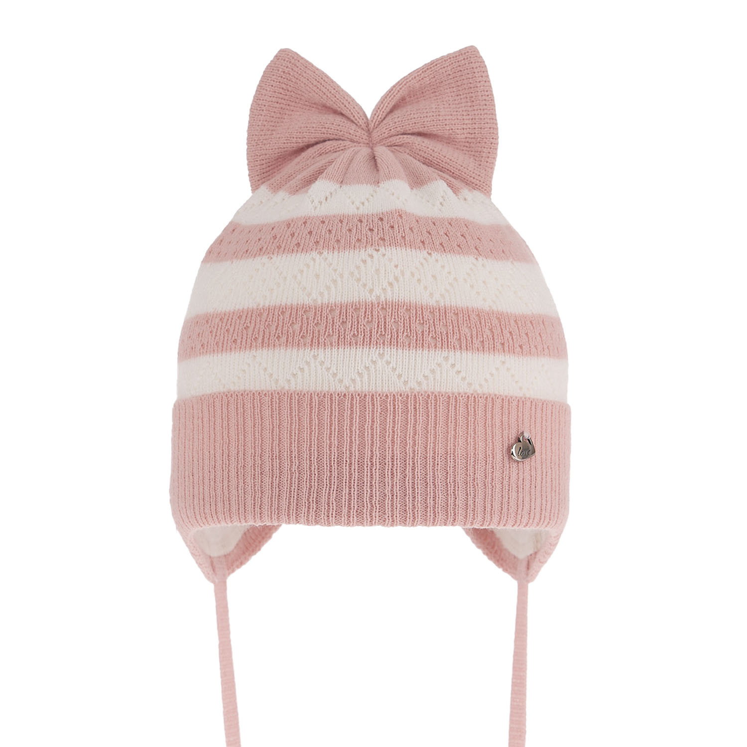 Bonnet automne/printemps fille, rose, avec liens, Leda