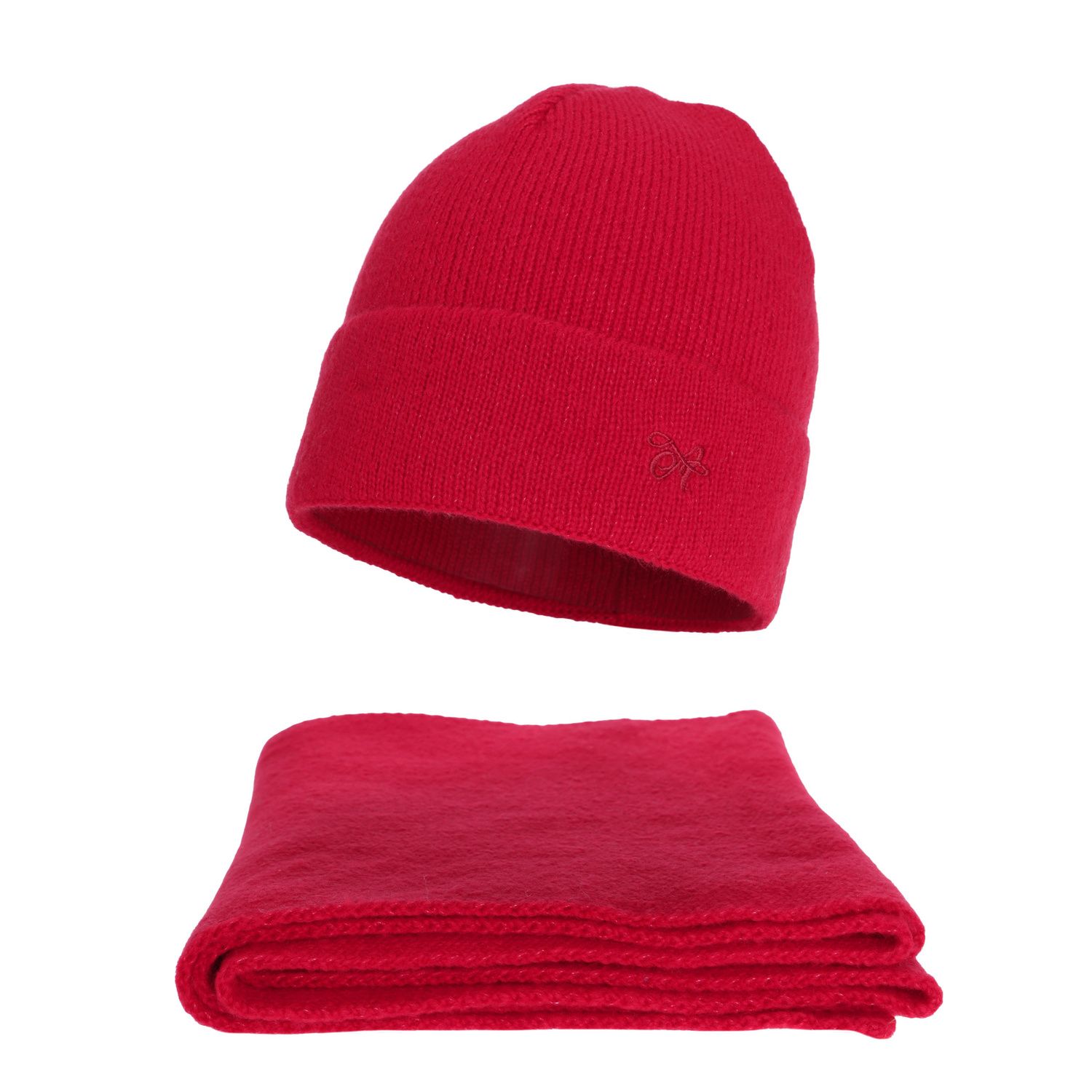 Ensemble d'hiver femme: bonnet et écharpe, rouge, Rava