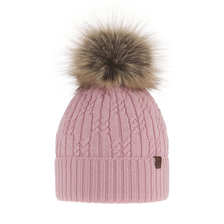 Bonnet d'hiver femme, rose, avec laine mérinos, Larida