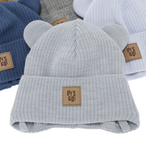 Bonnet d'automne, de printemps pour garçon, bleu marine, à oreilles Dewin
