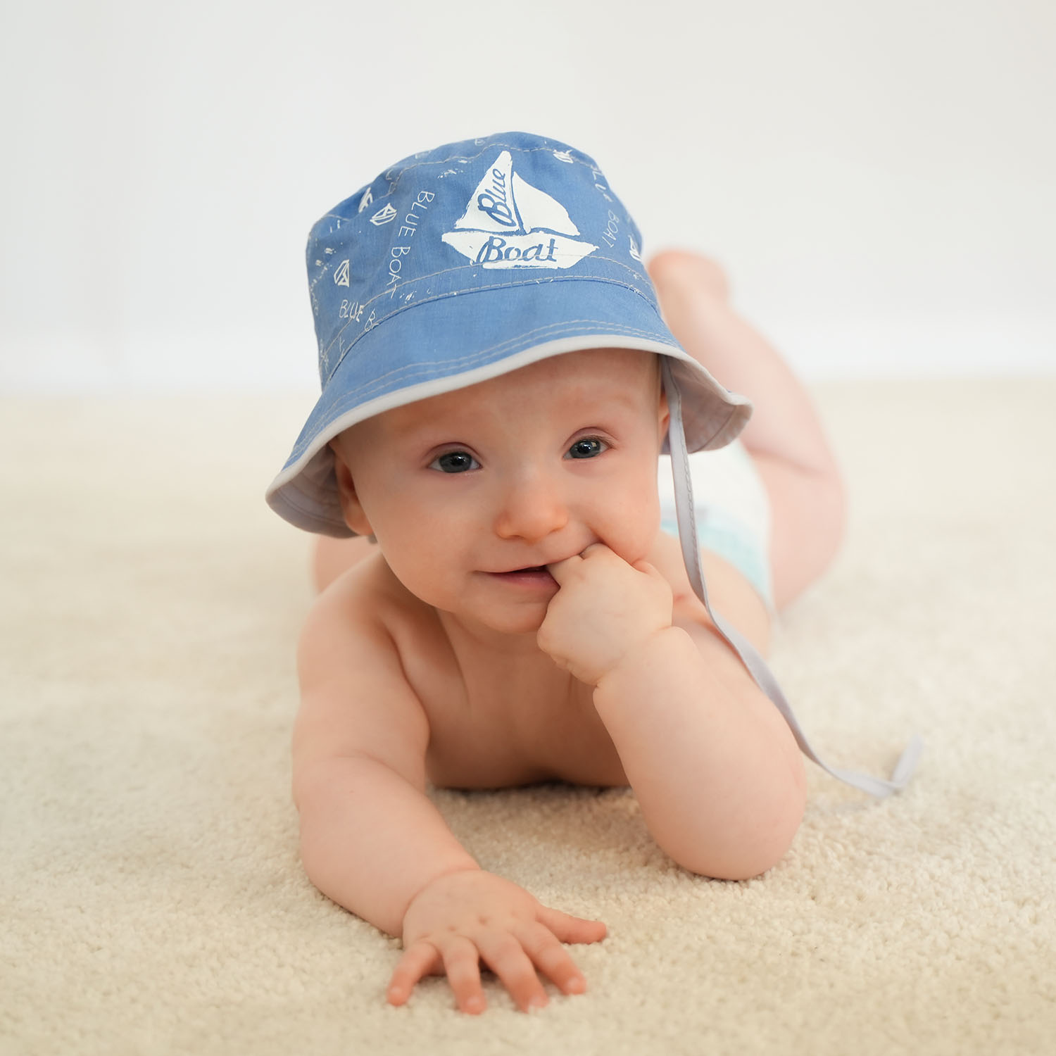 Chapeau garçon, automne/printemps, bleu, coton, Boat