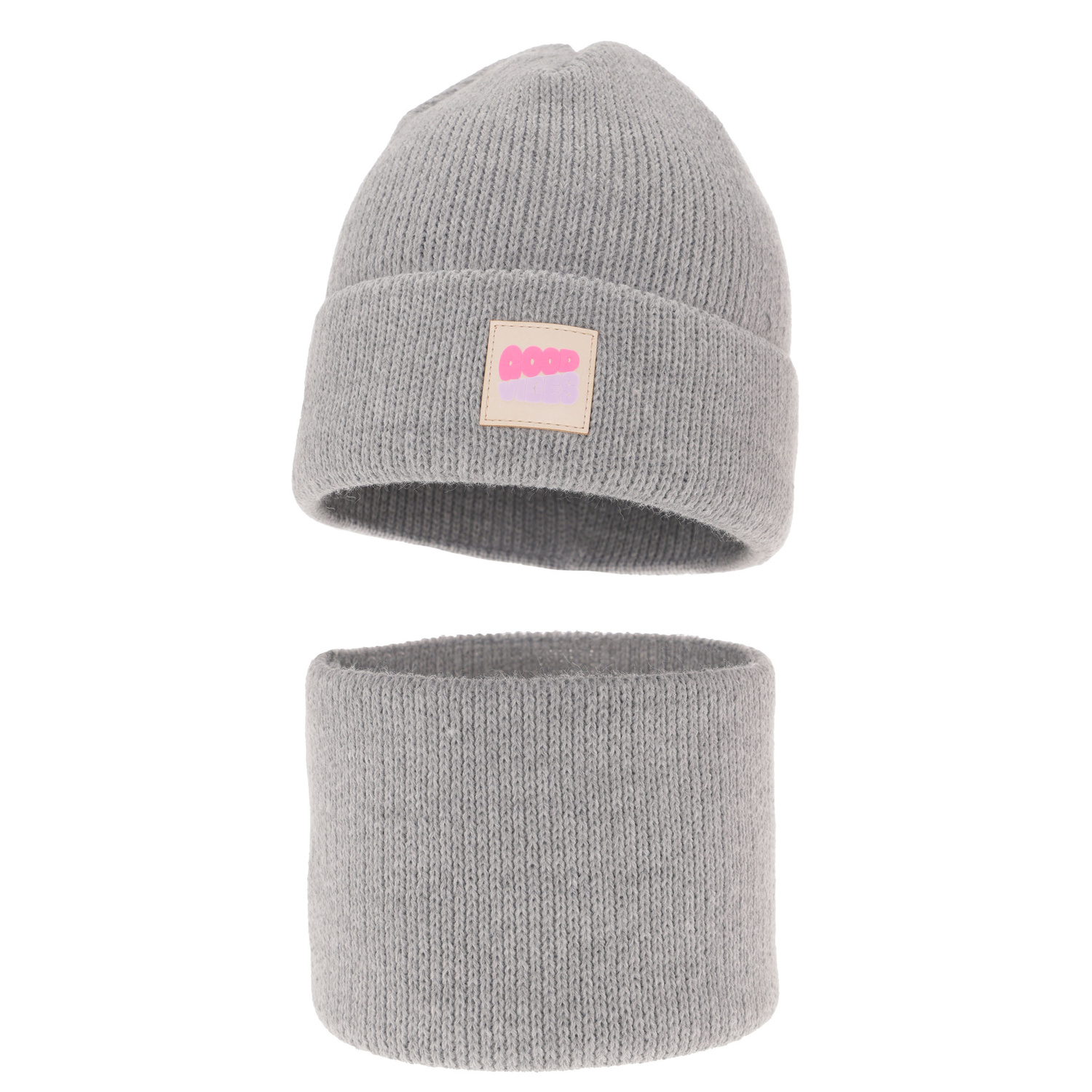 Ensemble d'hiver fille: bonnet et snood, gris, Josephin
