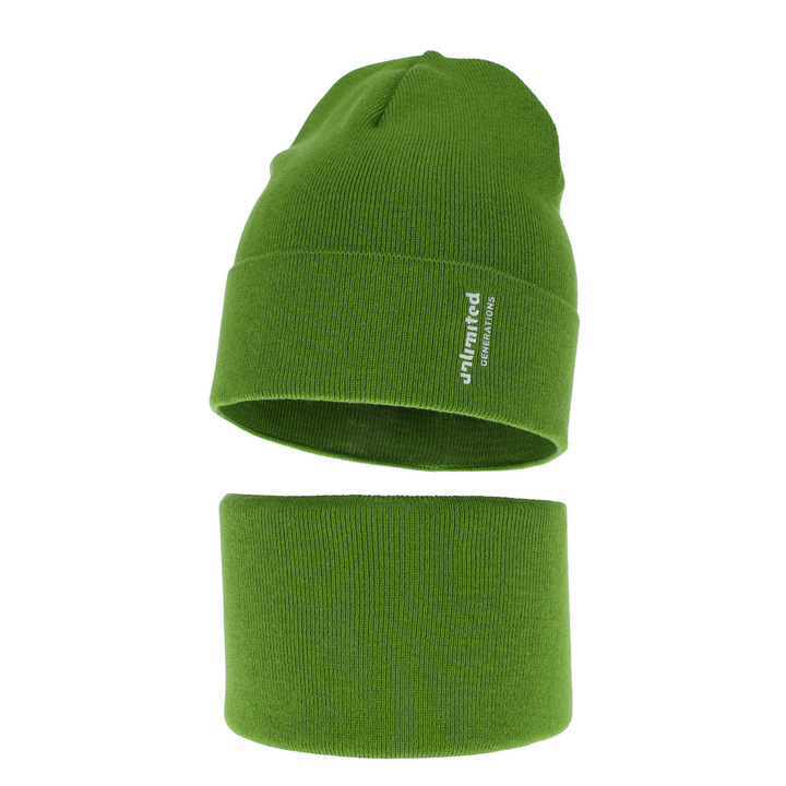 Ensemble automne/printemps garçon: bonnet et snood, avec coton, vert, Timothe