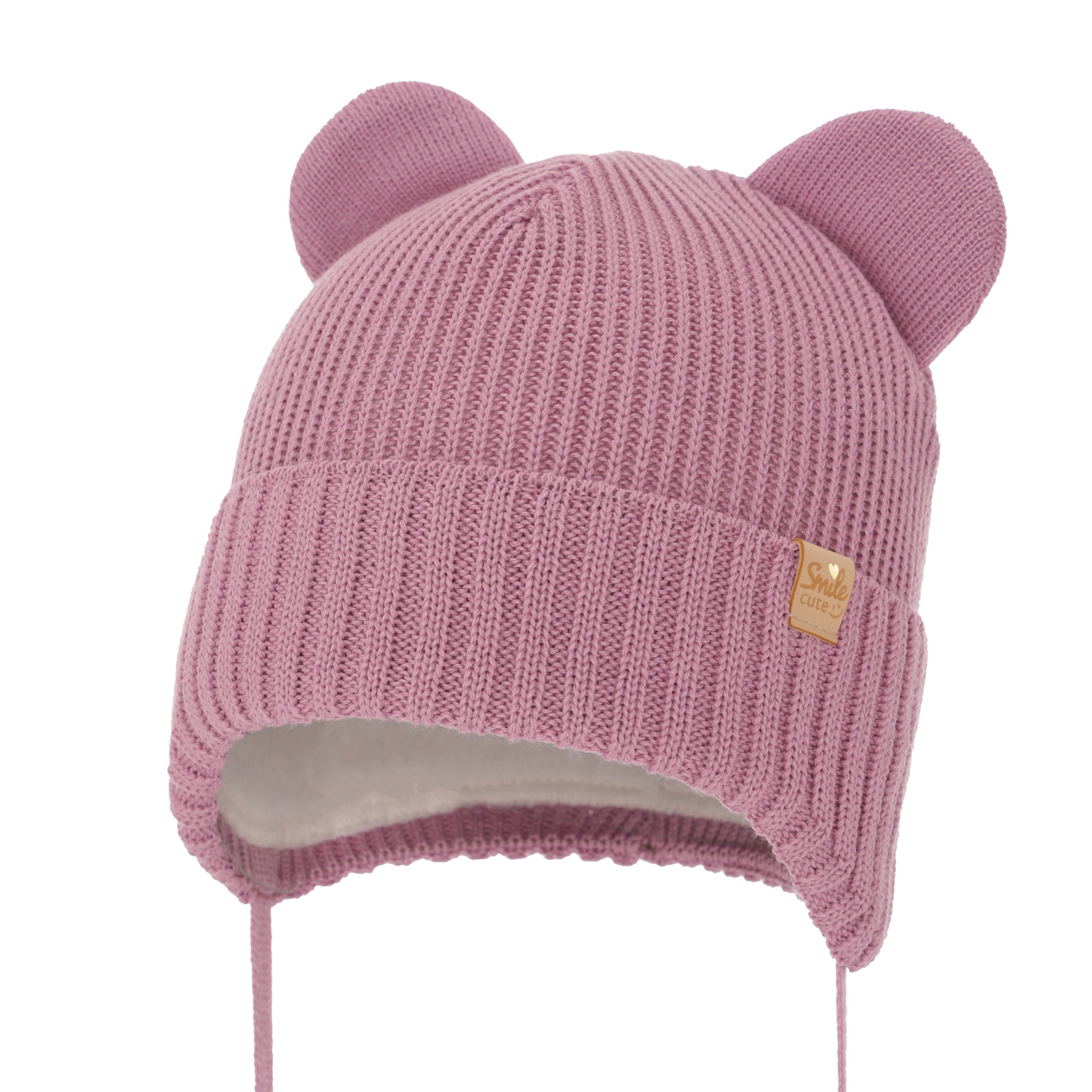 Bonnet d'hiver fille, violet, avec liens, avec laine mérinos, Shira