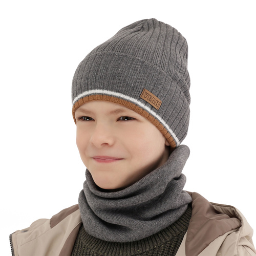 Ensemble automne/printemps garçon: bonnet et snood, avec coton, szmaragdowy, London