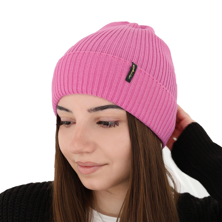 Bonnet d'hiver femme, rose, avec laine mérinos, Megan