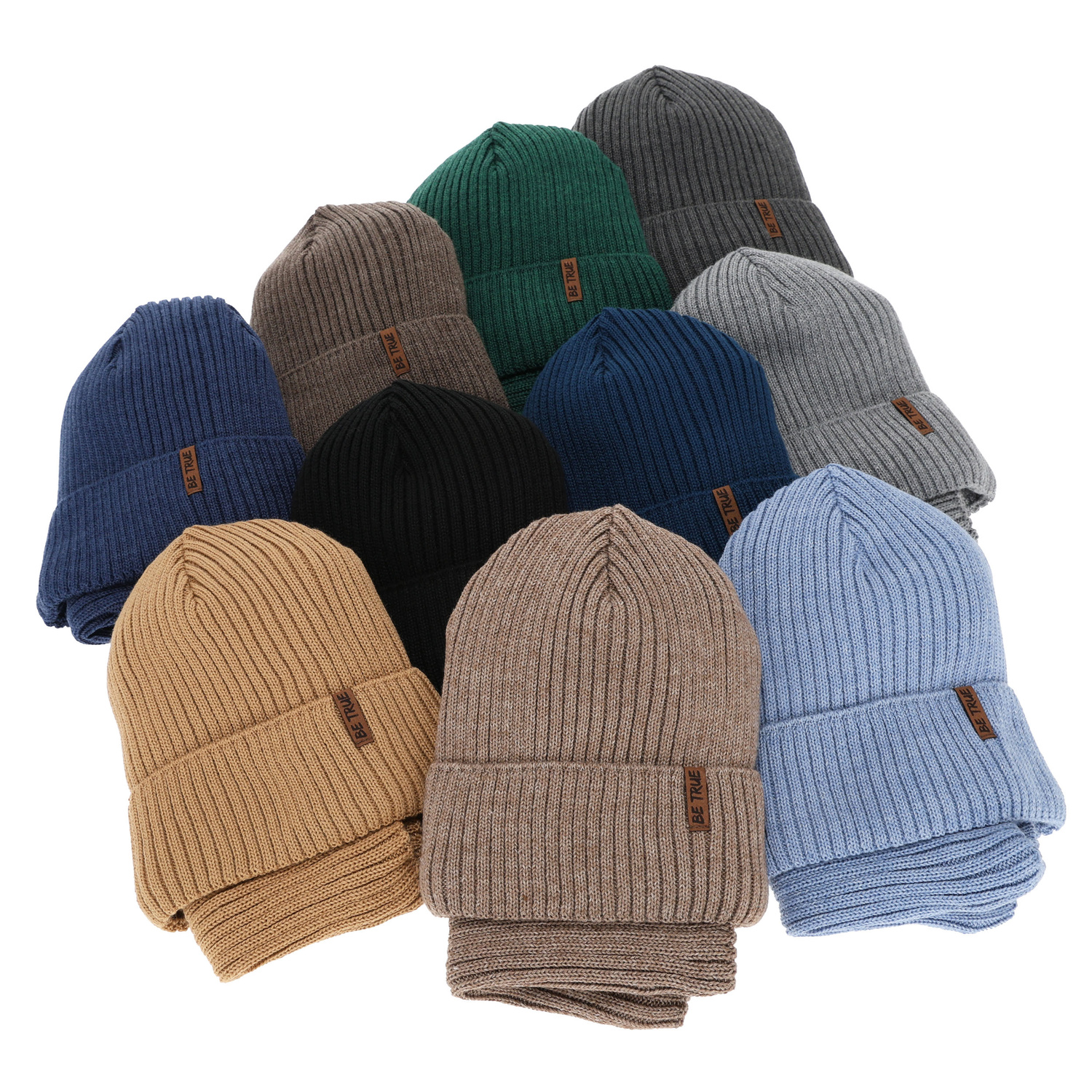 Ensemble d'hiver garçon (bonnet et snood), brun, avec laine mérinos, Colton