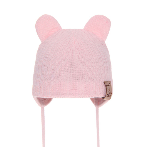 Bonnet automne/printemps fille, rose, avec liens, Pigi