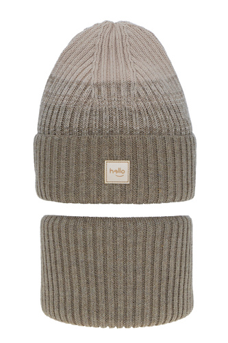 Ensemble d'hiver fille: bonnet et snood, beige, Tasha