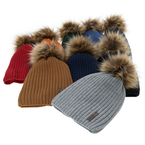 Bonnet d'hiver garçon, vert, avec pompon, Amur