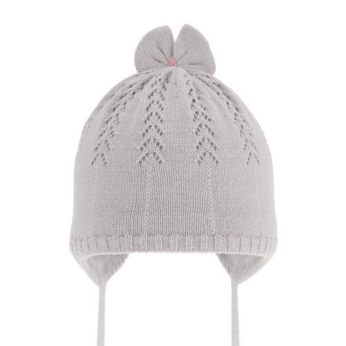 Bonnet automne/printemps fille, grise, avec liens, Ginara