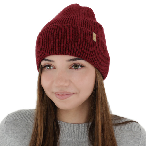 Bonnet d'hiver femme, bordeaux, avec laine mérinos, Tahoe