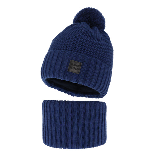 Ensemble d'hiver garçon: bonnet et snood, bleu, Conan