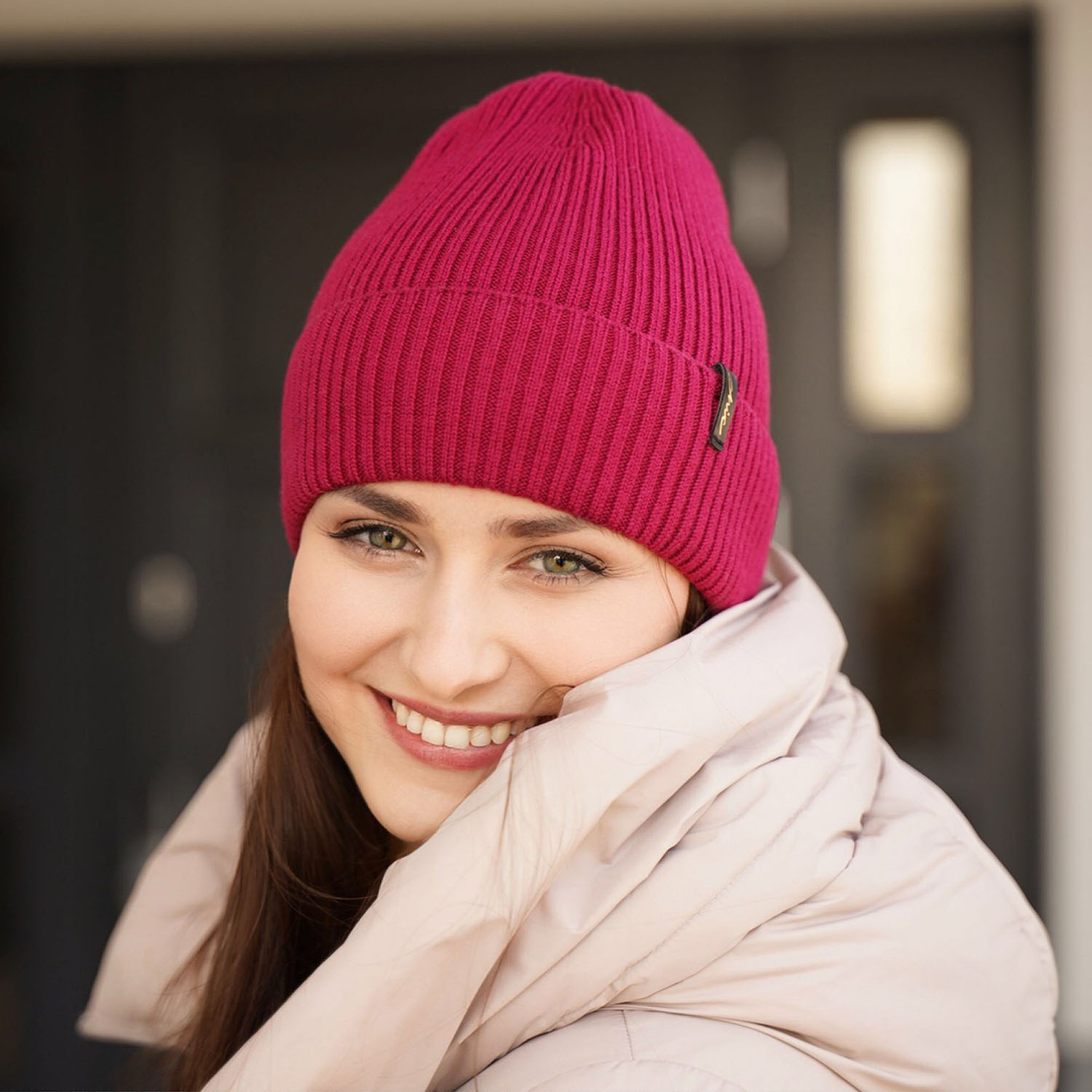 Bonnet d'hiver femme, beige, avec laine mérinos, Megan