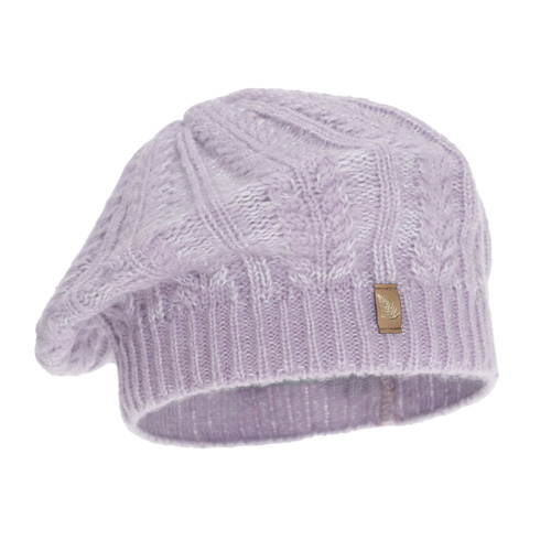 Béret d'hiver femme, violet, avec laine mérinos, Senja