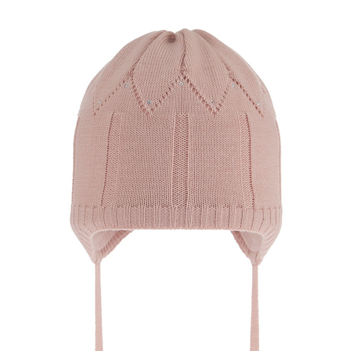 Bonnet automne/printemps fille, rose, avec liens, Mercja