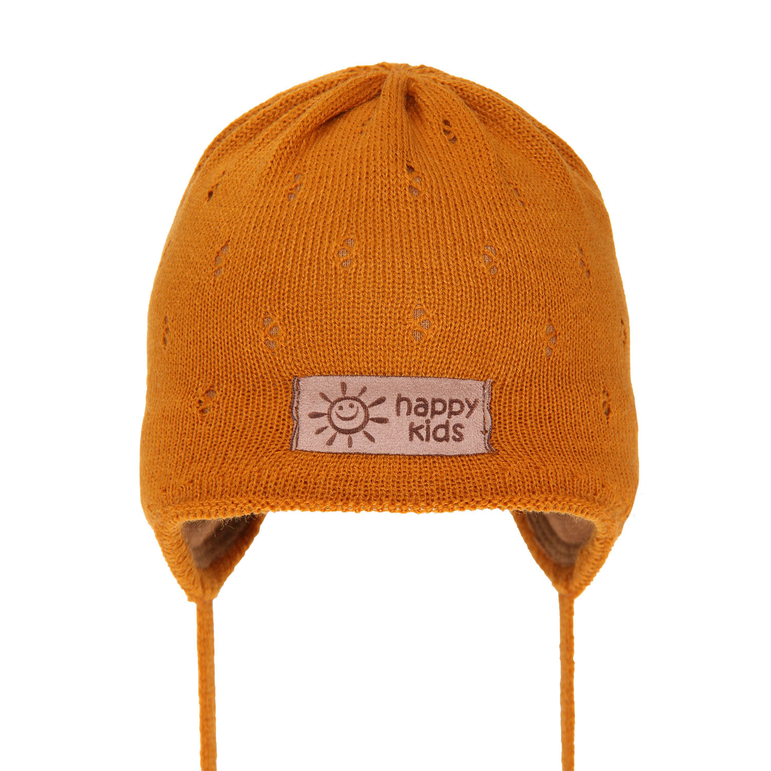 Bonnet automne/printemps garçon, orange, avec liens, Bobi