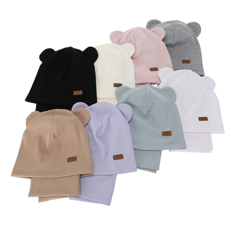 Ensemble automne/printemps fille: bonnet et snood, en coton, beige Georgea