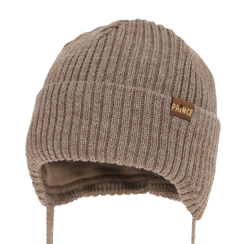 Bonnet d'hiver garçon, avec liens, avec laine mérinos, marron, Puser