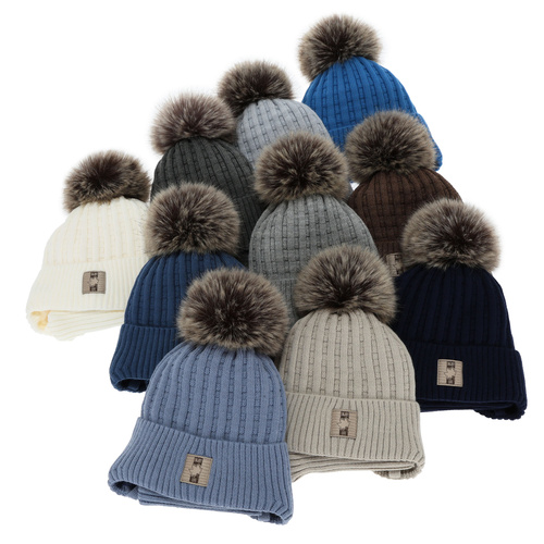 Ensemble d'hiver garçon: bonnet et snood, bleu, avec pompon, Fiamanto